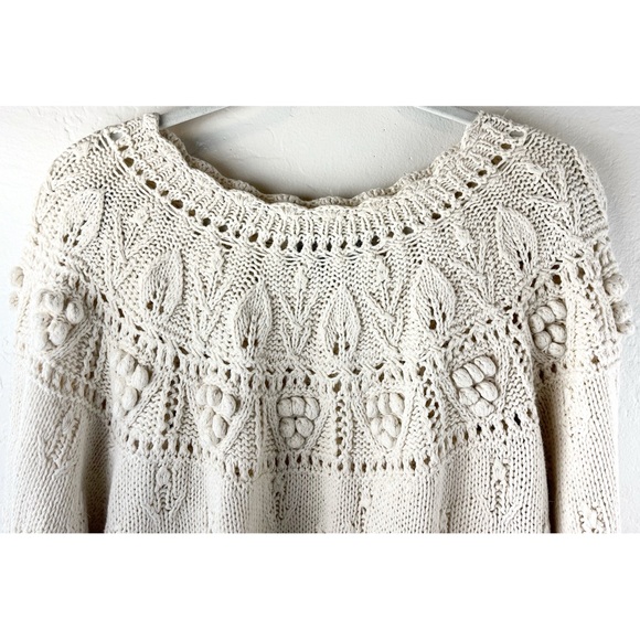 Vintage 90s ivory hand-knit sweater by Cape Isle Knitters Size XL Unisex - Picture 3 of 5